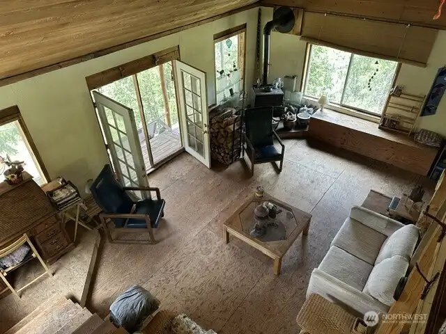 French doors leading to the covered front deck.