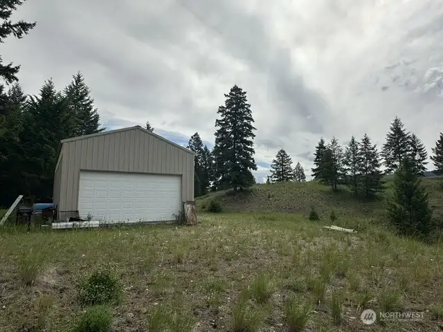 Garage and parking area.