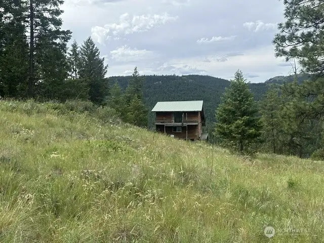 View of cabin from north meadow.