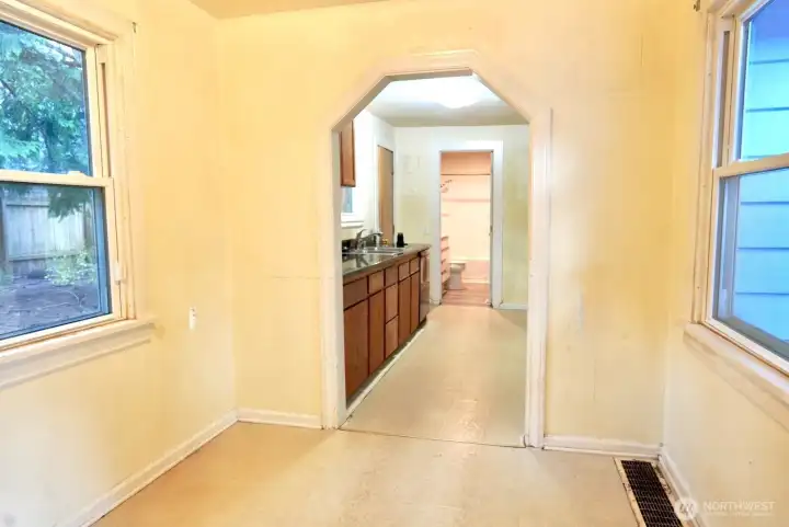 Doorway to kitchen and bathroom Doorway to kitchen and bathroom