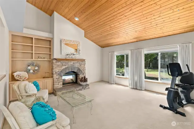 Family room with gas fireplace.