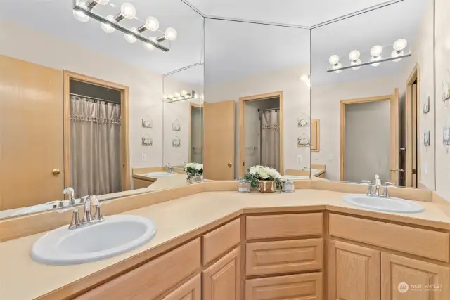 Second bathroom with double sinks