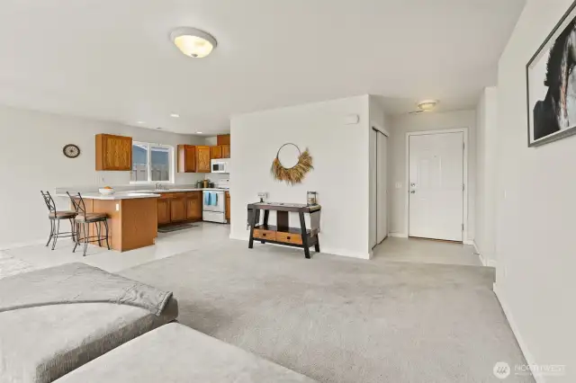 Living area with kitchen area to the side