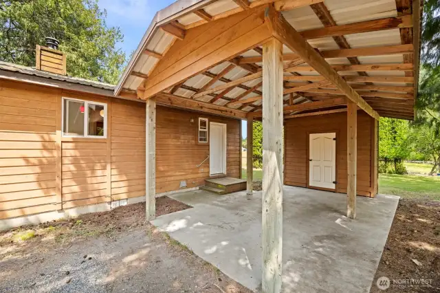 This is the carport that has the cedar-lined storage room.