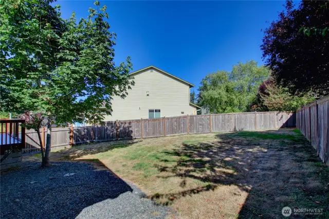 Spacious, fenced backyard