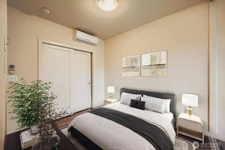 Virtually staged Bedroom