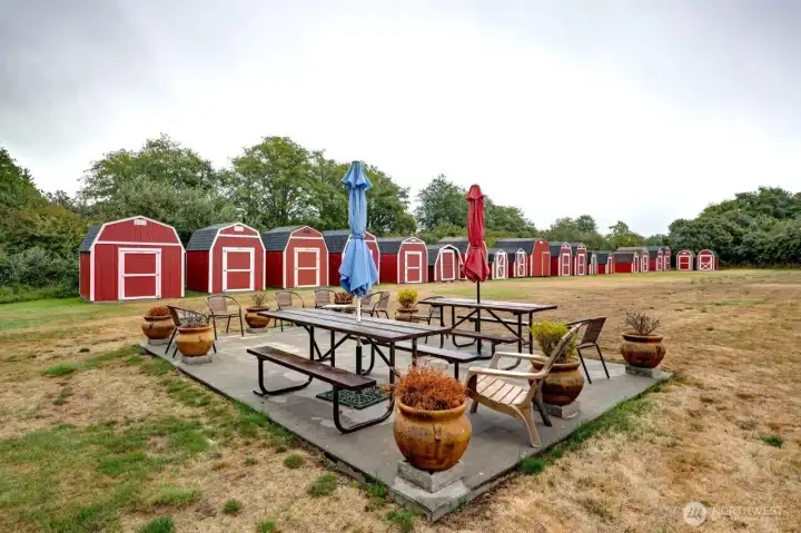 Outside picnic area with space to have a private storage shed. Shed not included.