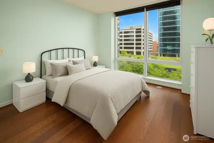 Bedroom.  Image modified to change bedding.