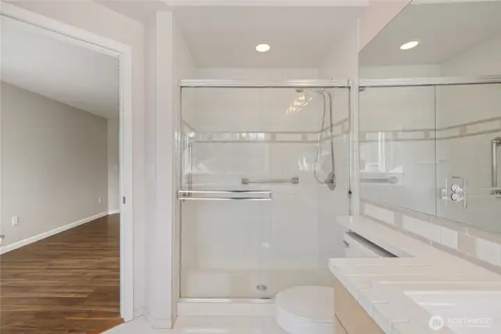 Primary Bathroom walk-in-shower.