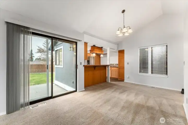 Vaulted ceilings in main living area