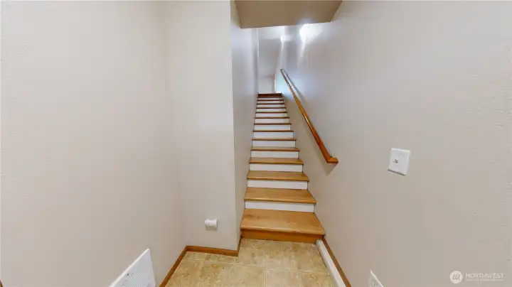 Nice to have wood rather than carpet on stairs.