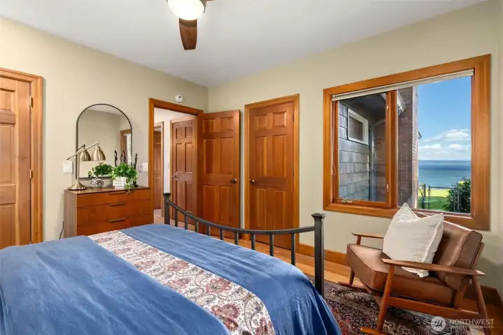 Main floor bedroom with adjoining bath.