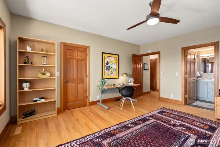 Upper level ensuite bedroom currently used as a den.