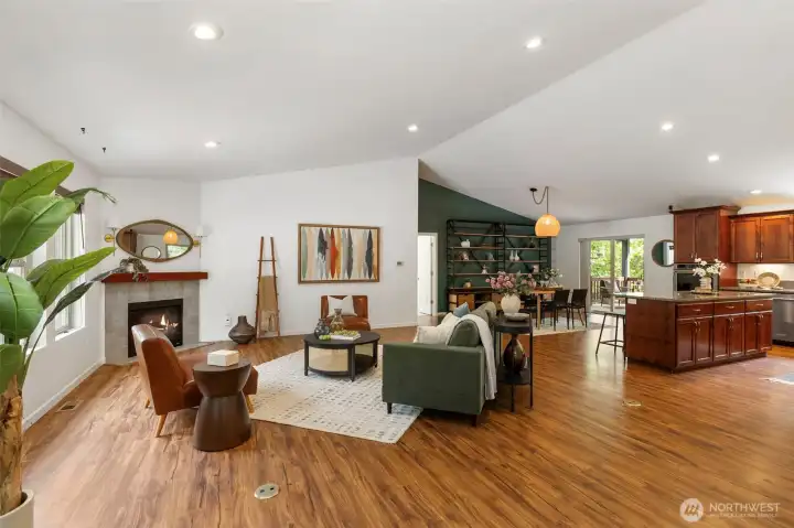 Large main floor living space with vaulted ceilings and open concept!