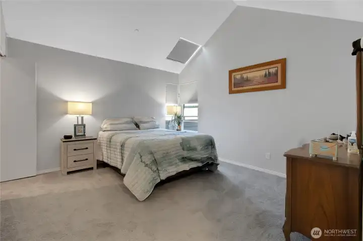 Bedroom with skylight closed