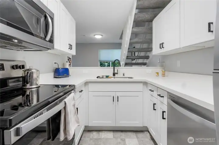 Kitchen with updated cabinets and good layout