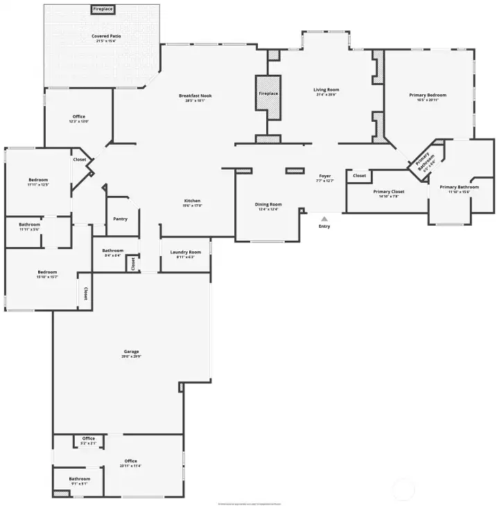 Explore the flexible rambler layout with attached garage, finished office, and covered patio.