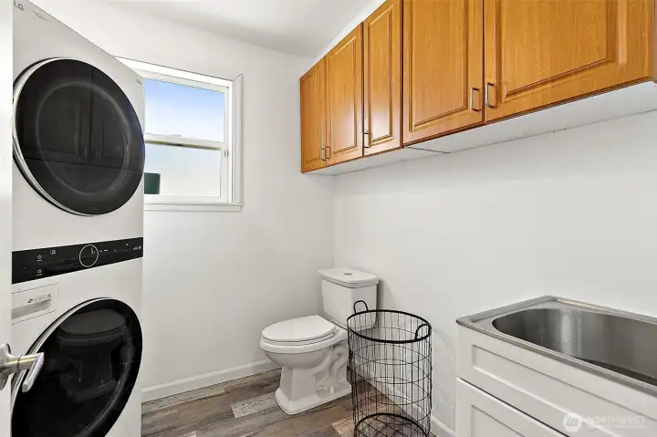 Laundry room and half bath, main level