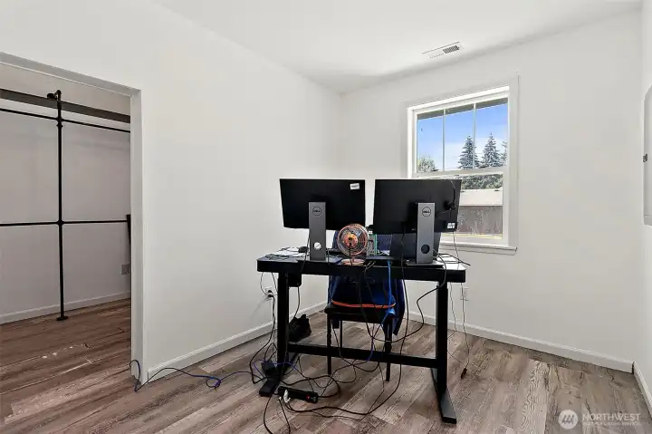 Bedroom with walk in closet.