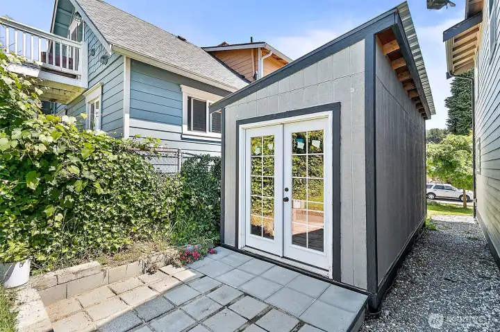 Additional Shed for workspace, storage, or hobbies.