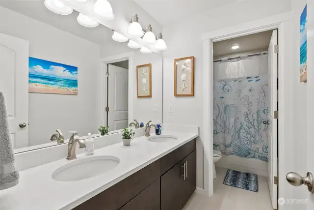 From the soothing ambiance to the abundance of space this upstairs full bath is ideal.