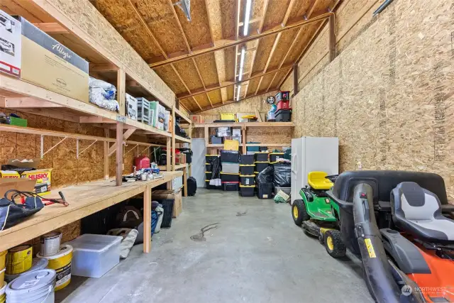 Inside look at the shop. White door in the back is to an extra finished room.