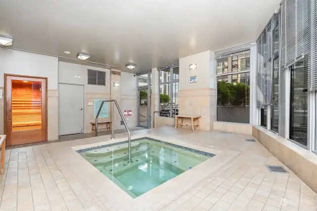 Hot tub and sauna area on 9th floor.