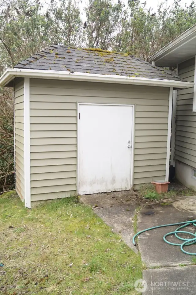 Inside shed