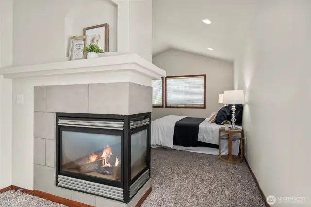 Wrap around gas fireplace