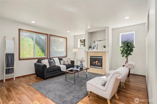 Bright living room w/ Cozy fireplace!