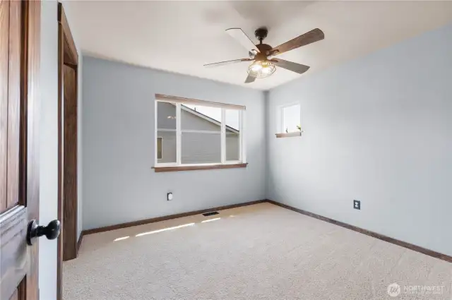 Bedroom 2 with Ceiling Fan and Brand New Carpet!