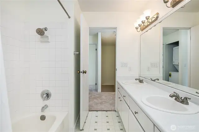 Bathroom includes linen closet.