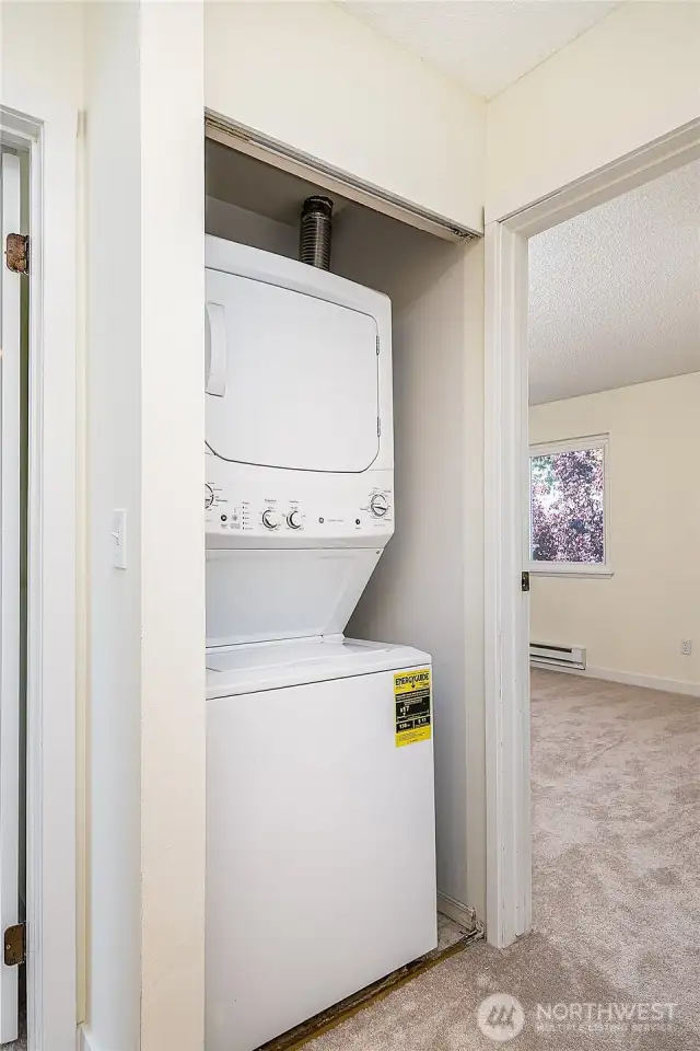 Washer and dryer in unit.