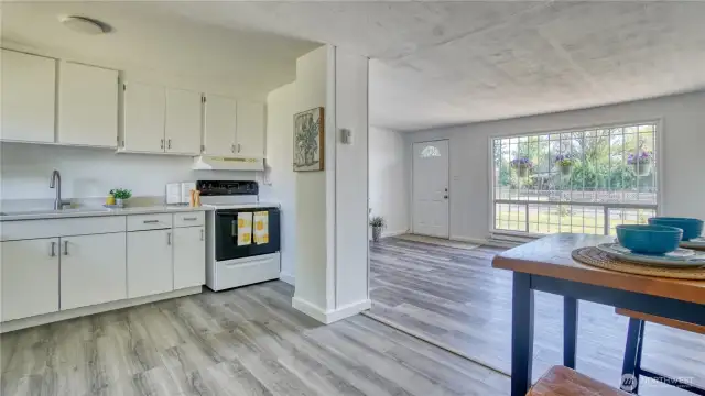 Living room, dinning area and kitchen