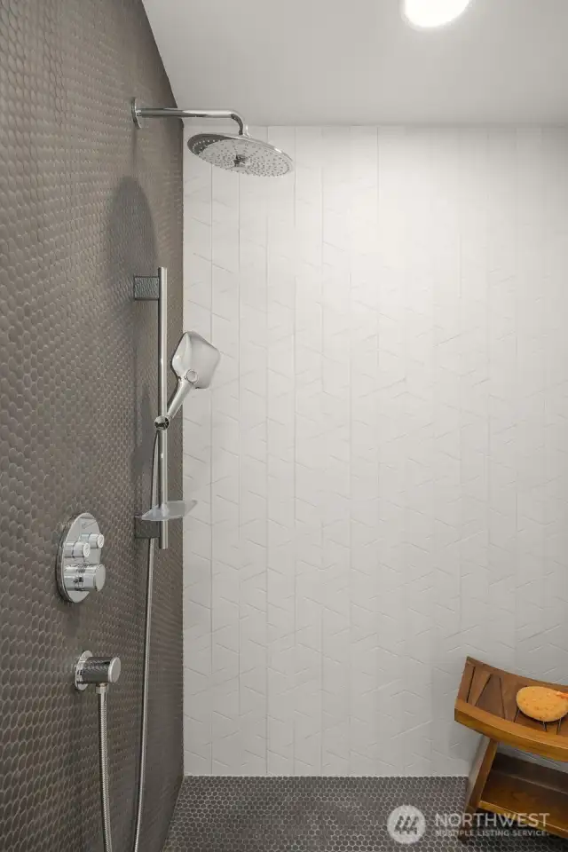 ADA compliant ceramic tile shower