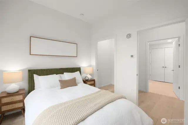 Primary bedroom features an oversized closet.