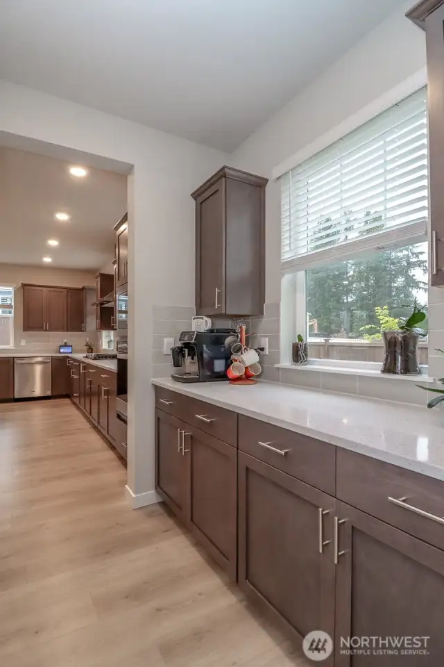 Butlers pantry off kitchen.
