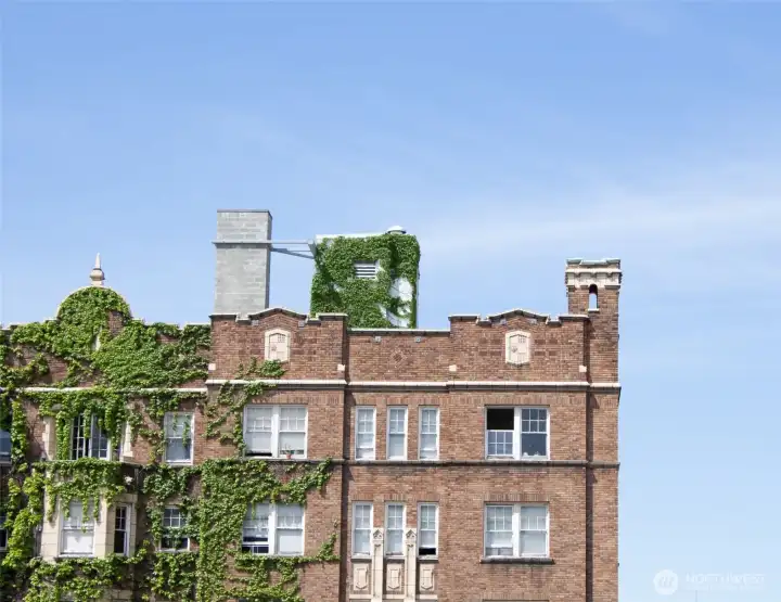 Brick buildings have been maintained to keep the charm of the neighborhood