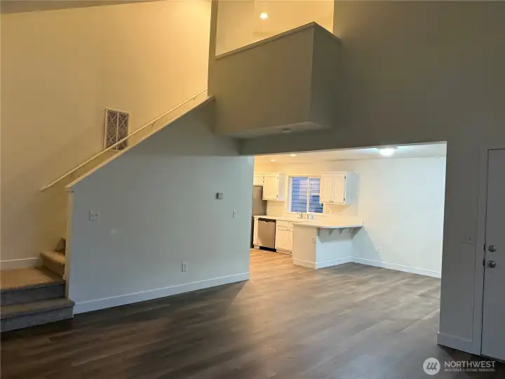 View of living room to upstairs