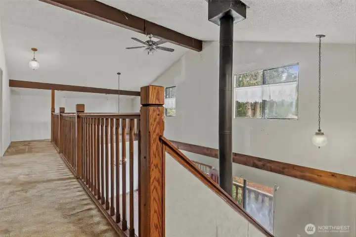 Soaring Vaulted Ceiling from upstairs hallway