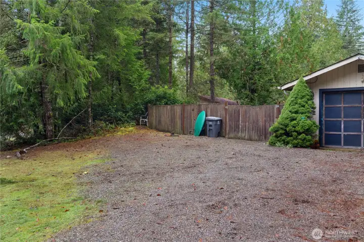 1/2 lot to the side of the garage - fenced in.