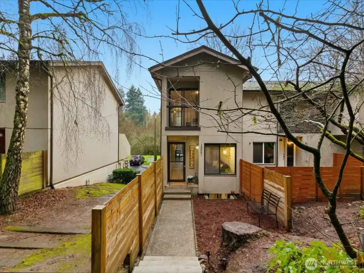 Fenced Off Yard Space with brand new updated exterior stairs