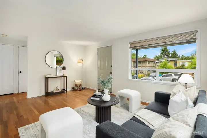 Light-filled living room flows seamlessly to bedrooms Light-filled living room flows seamlessly to bedrooms
