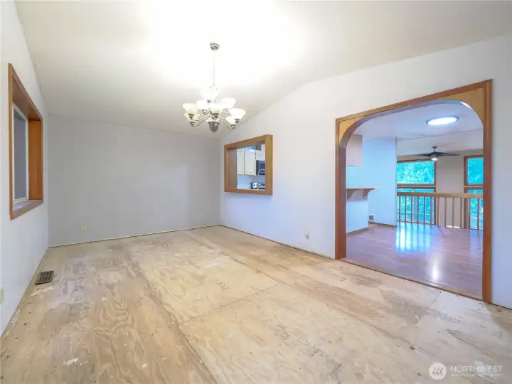 Formal dining or Rec room with pass through window to kitchen