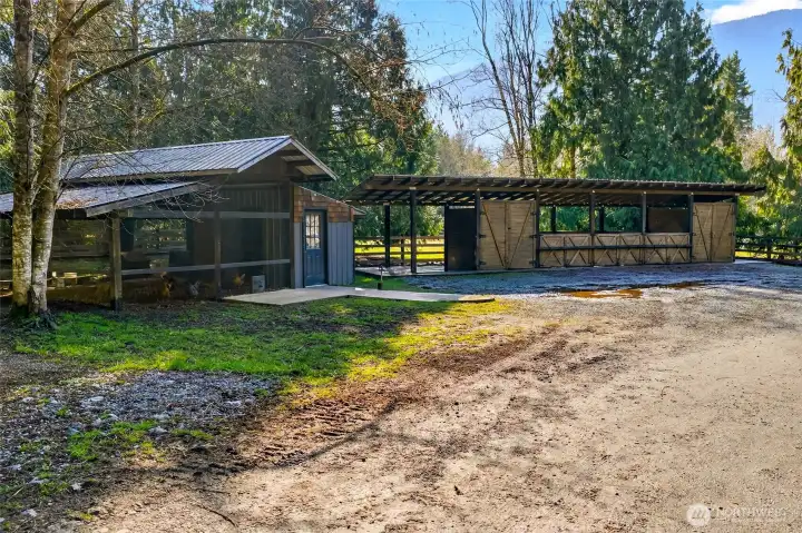 Covered composting barn for manure to be efficiently turned into compost.   3 bays for optimal efficiency