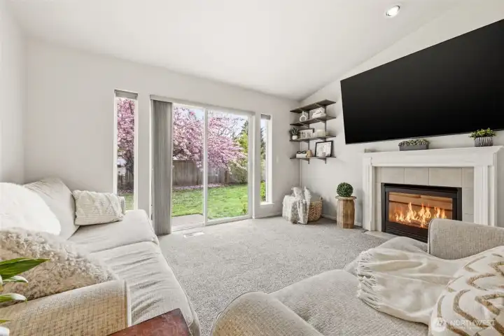 Living area with gas fireplace