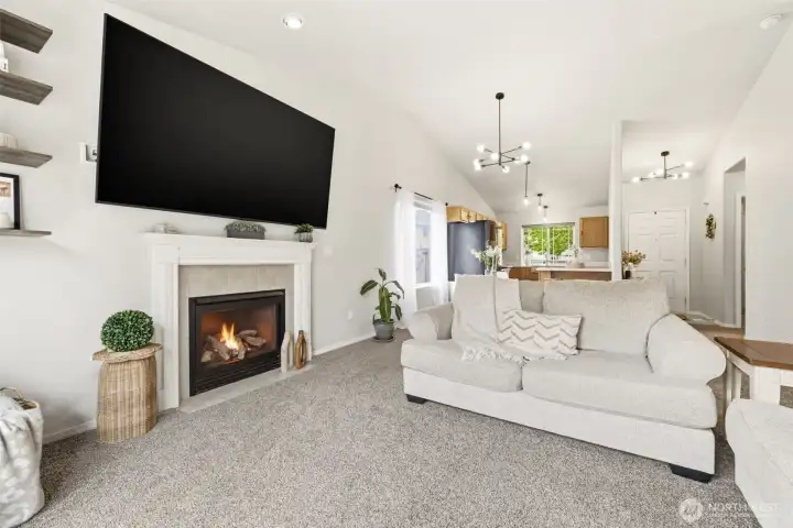 Living area with gas fireplace