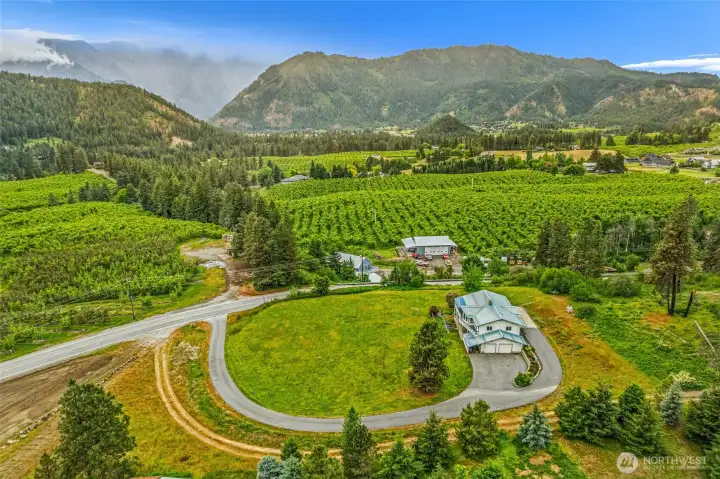 Drone footage of the property and surrounding views