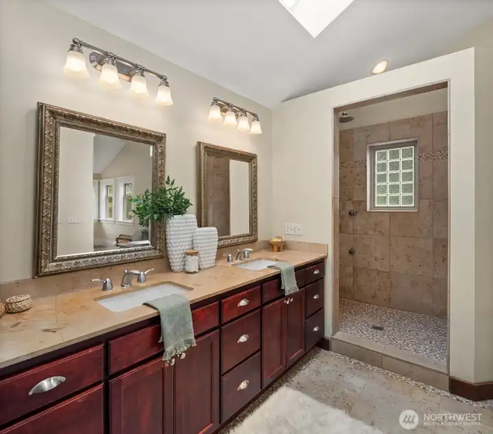 Generous primary bathroom Generous primary bathroom