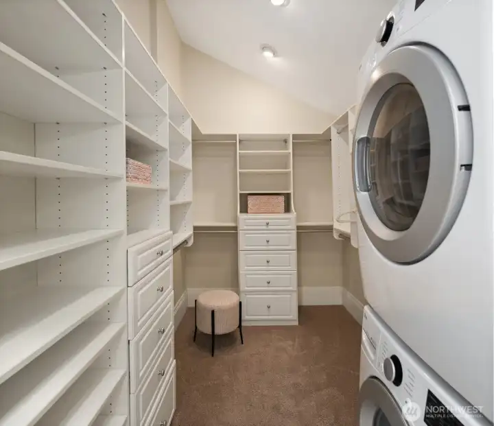 Laundry and primary closet Laundry and primary closet
